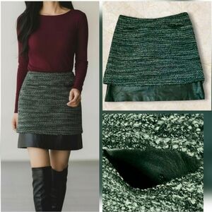 Tracy Reese lamb leather & wool skirt sz 2